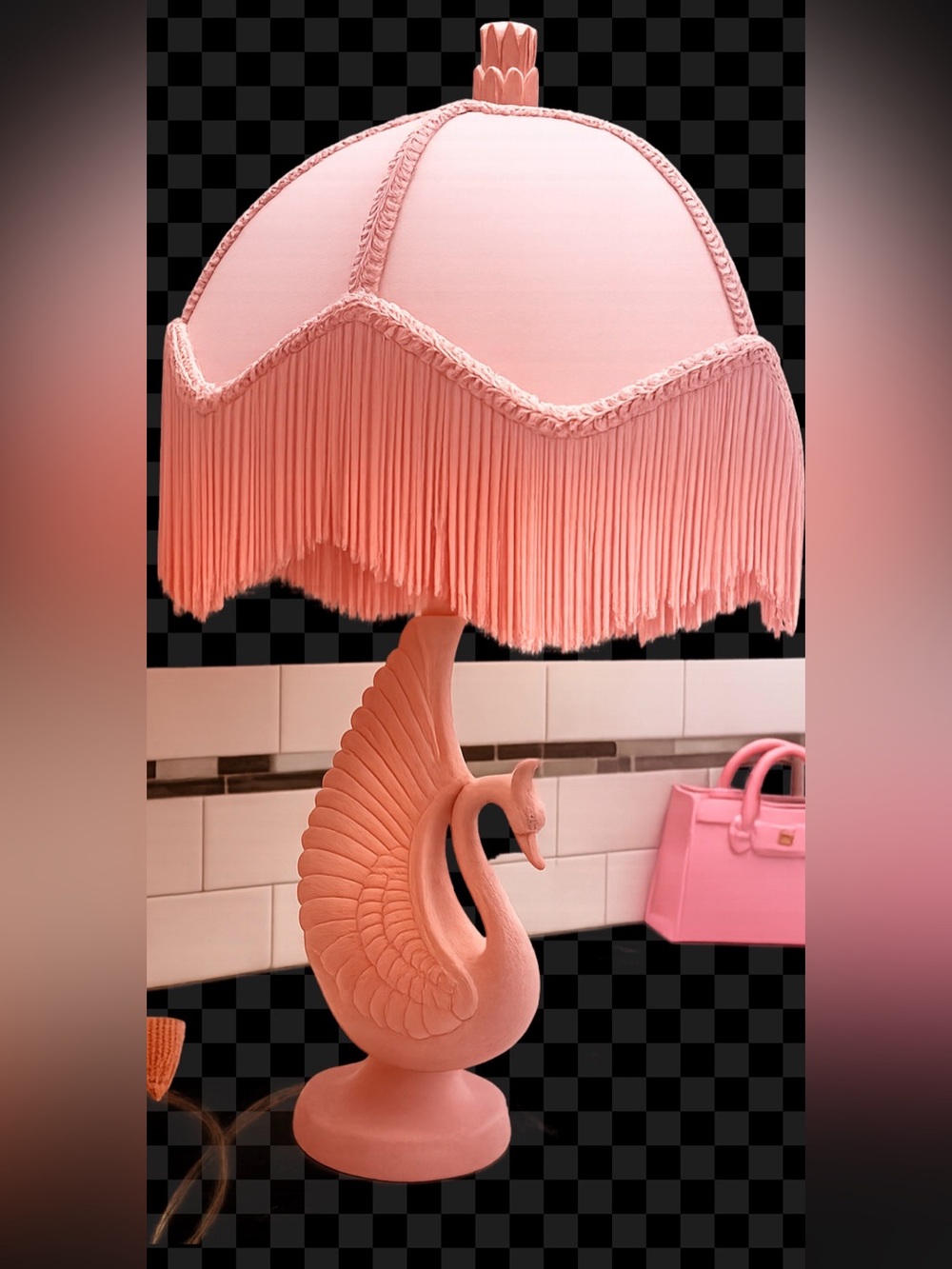 Pink Swan Table Lamp - Elegant Home Accent